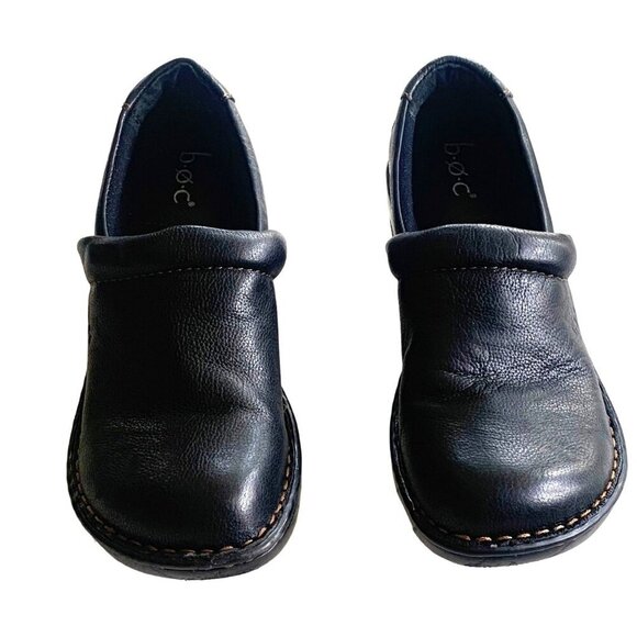 B.O.C. by BORN Black Leather Peggy Clogs Women’s Size 7 - Picture 2 of 8